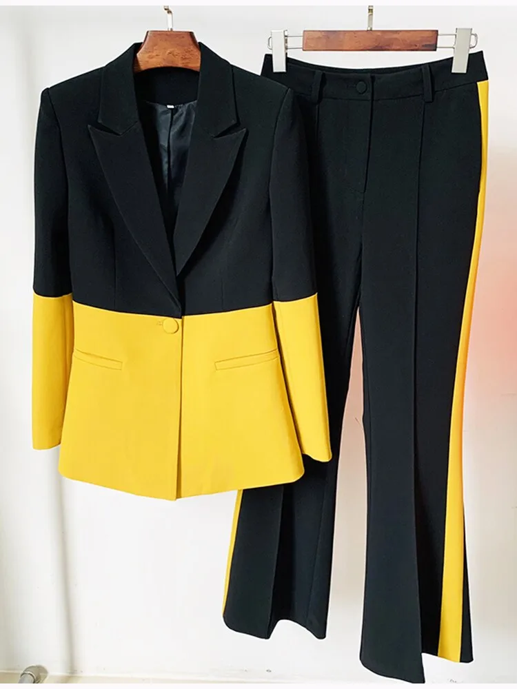 upcoming luxury fashion brands runway outfits Suit Set Women's Blazer Flare Pants Suit